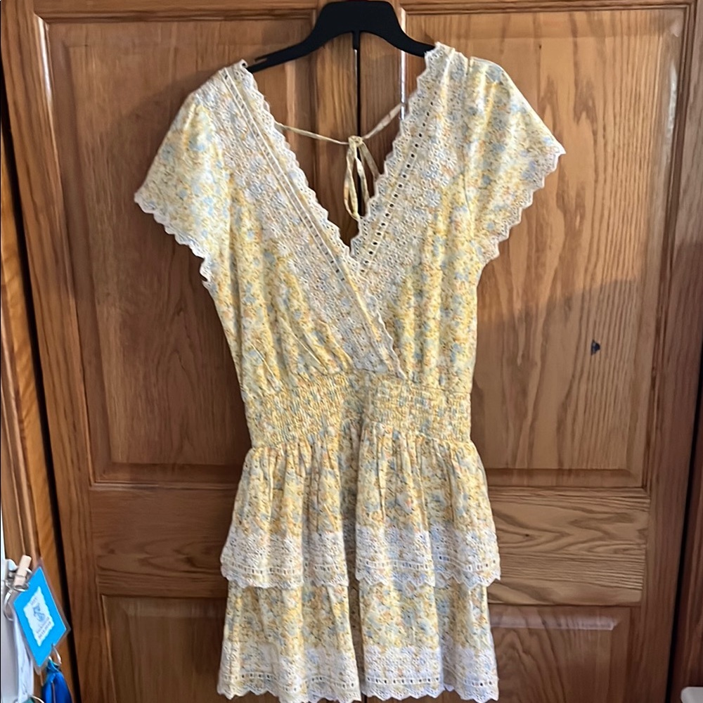 American Eagle Outfitters Yellow and White Lace Dress